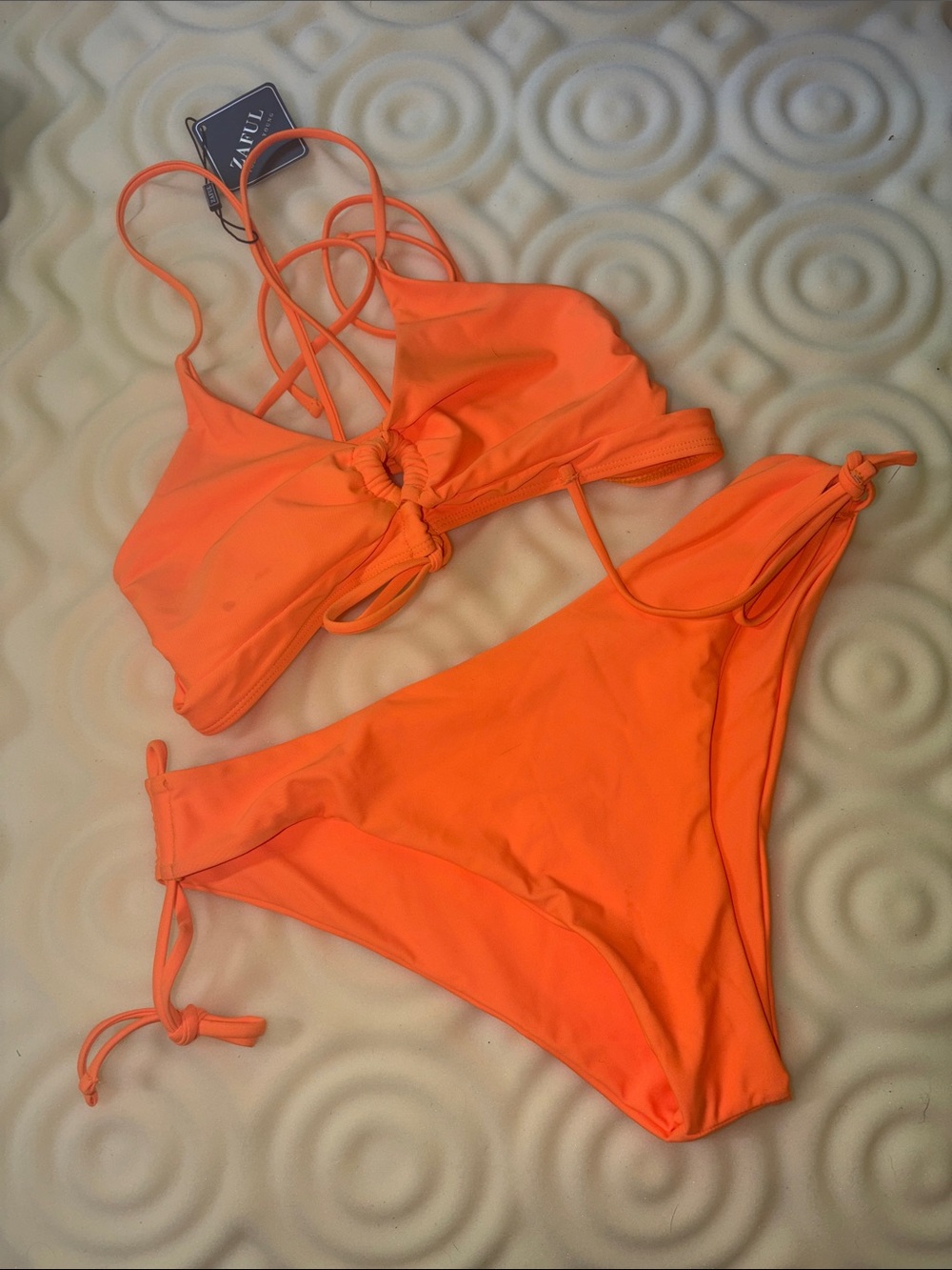 Zaful Neon Orange Strappy Bikini